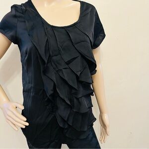 New York & Company Black Ruffle Blouse